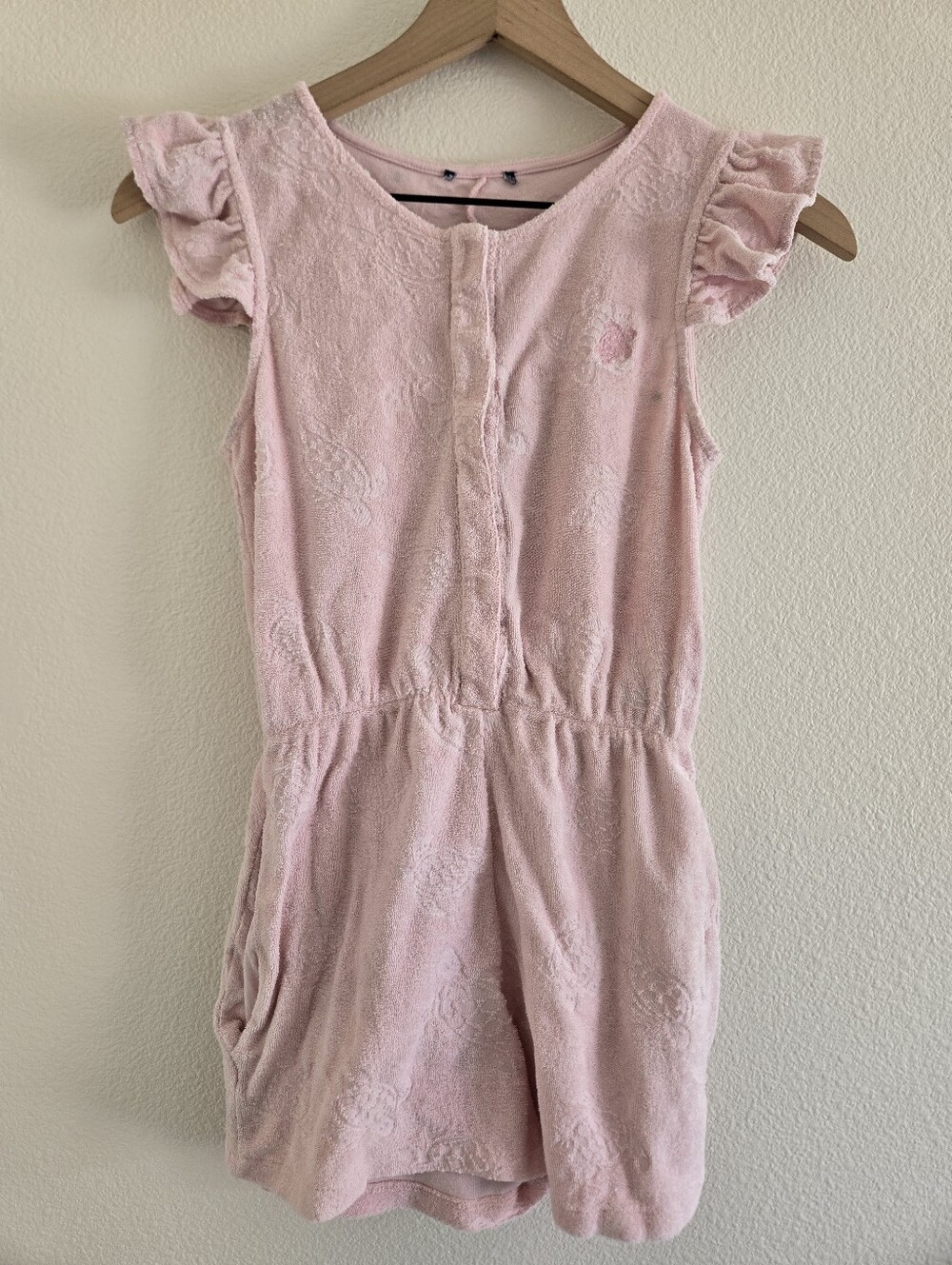 Vilebrequin Kids Pink Turtle Terry Romper Gracias Pool Resort Beach Swim Coverup